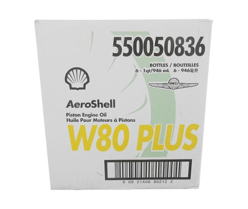 AeroShell™ Oil W80+ SAE Grade 40 Ashless Dispersant Aircraft Piston Engine Oil - 6 Quart/Case