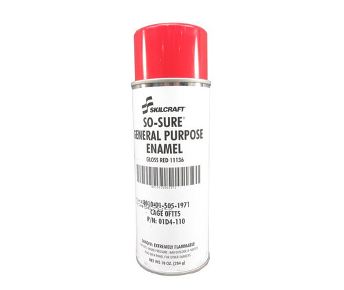 Skilcraft® 01D4-110 SO SURE® FS 11136 Gloss Red General-Purpose Enamel Paint - 10 oz Aerosol Can