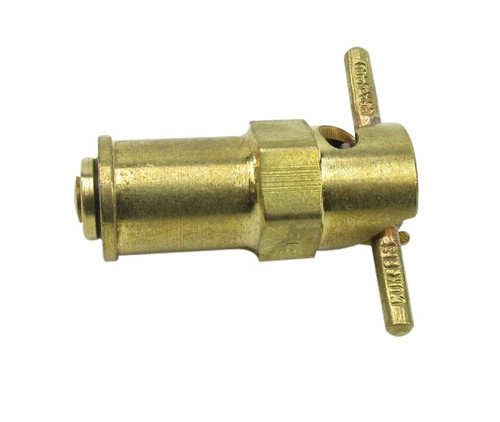 Curtis CCA-3400 Brass 1/2" x .705 Long Spiral to Open/Turn to Lock Hose Barb Fuel Drain Valve