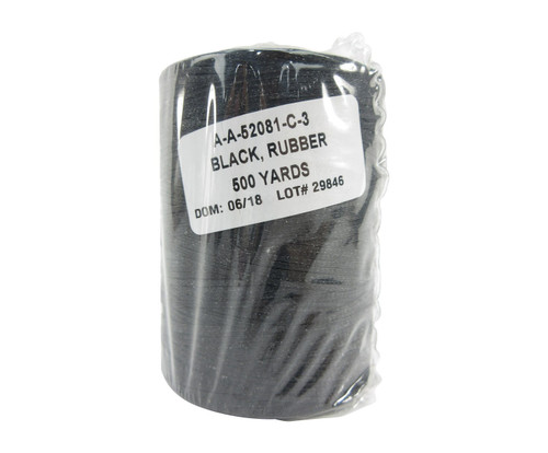 Military Specification A-A-52081-C-3 Black Polyester/Synthetic Rubber Finish Tape, Lacing & Tying Cord - 500 Yard Spool