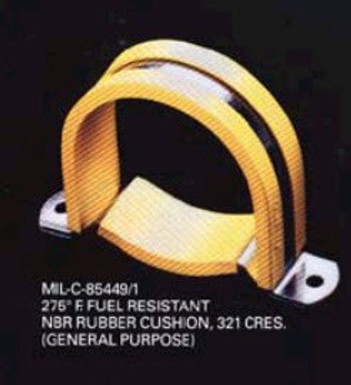 Military Specification M85449/1-16 Stainless Steel Yellow Nitrile Cushion Clamp