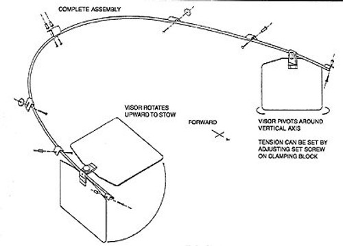 Rosen RL55-300-1 Bombardier LearJet 55 (s/n 1 to 119 only) Monorail FAA-STC'd Complete Sunvisor System Kit