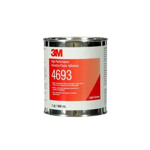 3M™ 021200-83759 Scotch-Weld™ 4693 Light Amber High-Performance Industrial Plastic Adhesive - 946 mL (Quart) Can