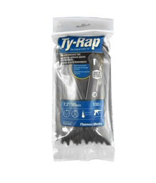 Ty-Rap® TY525MX Black Ultroviolet Resistant 7.31" Cable Tie - Pack of 100