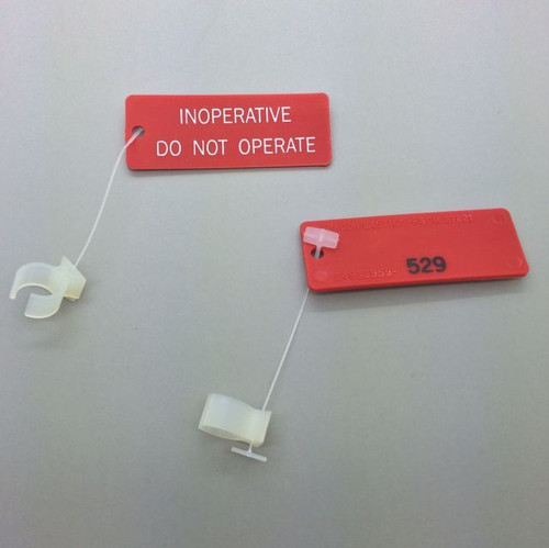 Paco Plastics S4933959-529 FAA-PMA Natural/Clear Circuit Breaker Lockout Ring with "INOPERATIVE" Tag Paco Plastics S4933959-529 FAA-PMA Natural/Clear Circuit Breaker Lockout Ring with "INOPERATIVE" Tag