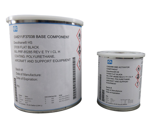 PPG® Desothane® CA8211/FS#37038 Flat Black MIL-PRF-85285 Type I Spec High Solids Polyurethane Topcoat - Gallon Kit