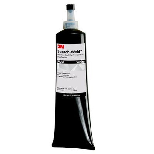 3M™ 048011-62715 Scotch-Weld™ PS67 White Stainless Steel High Temperature Pipe Sealant - 250 mL Tube