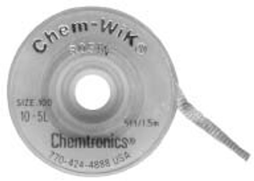 Chemtronics® Chem-Wik® 7-5L Green Size Wick #3 Rosin Desoldering Braid - 5' (15.2m) ESD-Safe bobbin