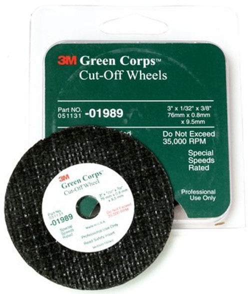 3M™ Cubitron™ II 33456 Black 75 mm x 1 mm x 9.53mm Precision Shaped Ceramic Cut-Off Wheel - Pack of 5