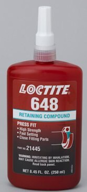 Henkel 21455 LOCTITE® 648™ Fluorescent Green High-Strength Slip Fit Retaining Compound - 250 mL (8.45 oz) Bottle