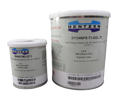 HENTZEN 31134NPX-T1 FS#12197 Gloss Orange MIL-PRF-85285 Type I, Class H Spec 2.8 VOC High-Solids Polyurethane Coating - Gallon Can