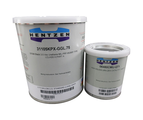 HENTZEN 31105KPX-T1/06480CMU FS#37038 Flat Black MIL-PRF-85285 Type I, Class H Spec 2.8 VOC High-Solids Polyurethane Coating - Gallon Can