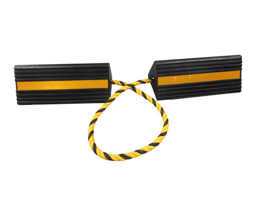 SkyGeek® SG1081 Black/Hi-Viz Yellow Stripe 12" Rubber Aircraft Wheel Chocks