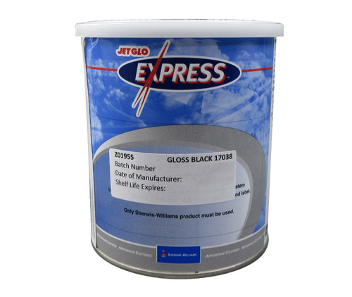 Sherwin-Williams Z01955 JET GLO Express FED-STD-595 17038 Gloss Black Polyester Urethane Topcoat Paint - Quart