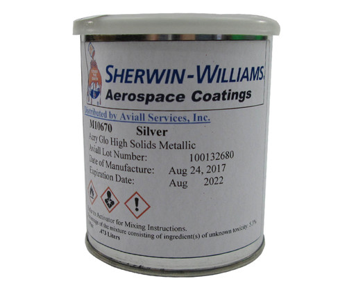 Sherwin-Williams M10670 ACRY GLO HS Metallic Silver Acrylic Urethane Paint - 3/4 Pint