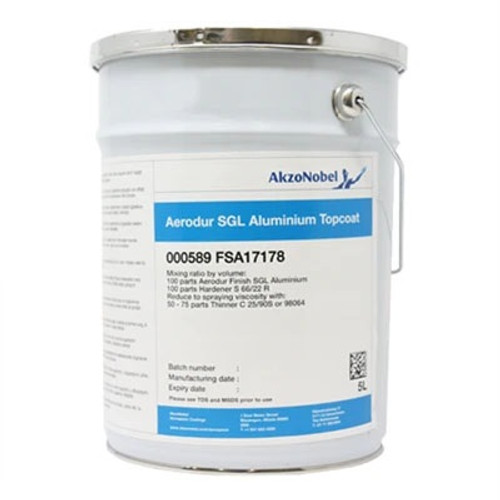 AkzoNobel Aerodur® Finish SGL 000589 Aluminum FS#17178 Polyurethane Topcoat Paint - 5 Liter Tin