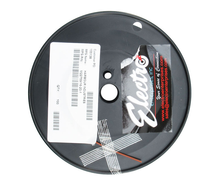 Military Specification M22759/16-20-1 Brown 20 AWG PTFE Tapes/Coated Fiberglass Braid Wire - 100-Ft/Roll