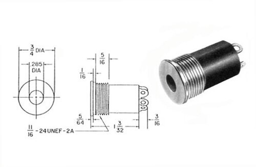 Amphenol NEXUS TJT-125 Threaded Front-Mounted Microphone Jack
