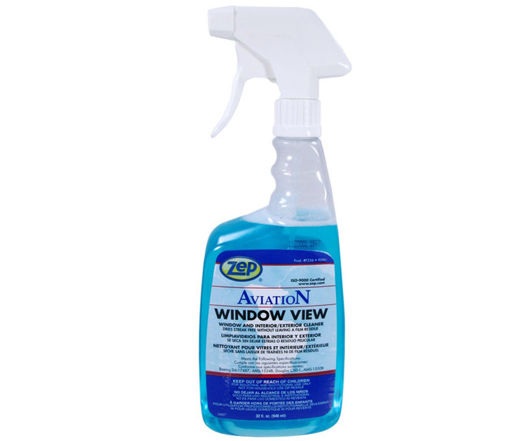 ZEP® F336 Aviation™ Window View Spray & Wipe Interior/Exterior Aircraft Window Cleaner - 32 oz Trigger Spray - 12/Pack