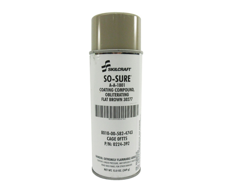 Skilcraft® 0224-392 SO SURE® FS#30277 Flat Brown A-A-1801 Obliterating Coating Compound - 10 oz Aerosol Can - 12/Pack