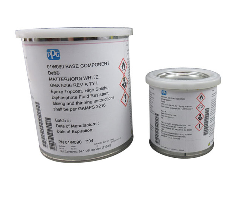 PPG® Deft® 01-W-090 Matterhorn White GMS 5006 Type I Spec High Solids Epoxy Topcoat - Quart Kit - 133/Pack