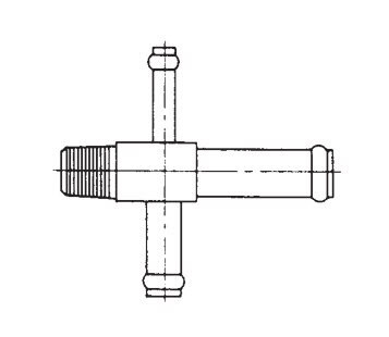 TEMPEST® AA1K17-4-8-6-4 FAA-PMA 1/4" NPT / 1/2", 3/8", 1/4" Brazed "T" Low-Loss Fitting