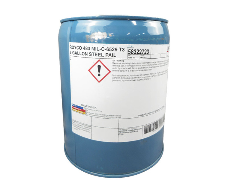 ROYCO® 483 MIL-C-6529, Amendment 2, Type III Spec Turbine Engine Corrosion Preventative Compound - 5 Gallon Pail