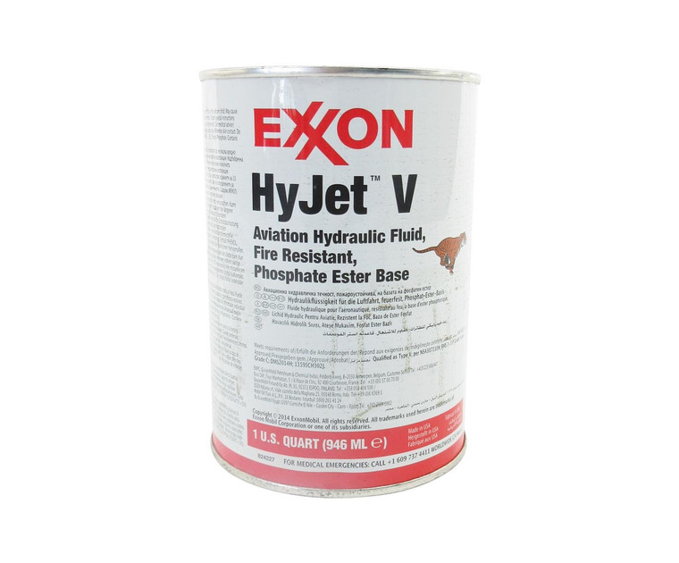 Exxon™ HyJet™ V BMS 3-11P Type V, Grade A/C Spec Fire-Resistant Aviation Hydraulic Fluid - Quart Can