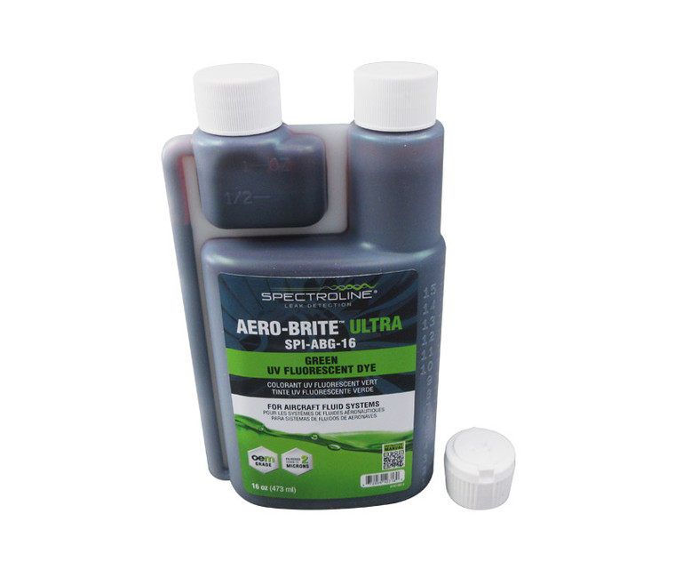 Aero-Brite™ ULTRA GREEN® SPI-ABG-16 Yellow/Green MIL-PRF-81298E Type lll Spec Universal Fluorescent Leak Detection Dye - 16 oz Bottle