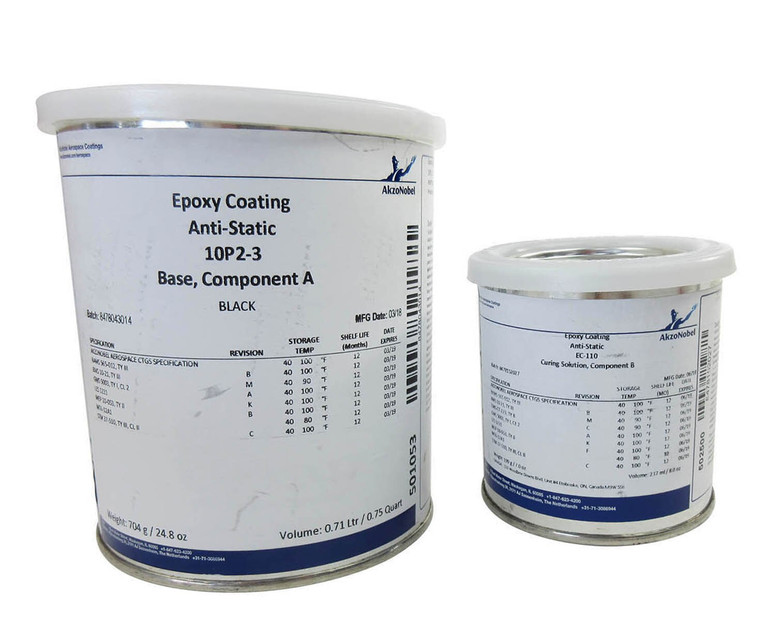 AkzoNobel 10P2-3/EC-110 Flat Black AkzoNobel Aerospace CTGS Spec Anti-Static Conductive Epoxy Coating - Quart Kit