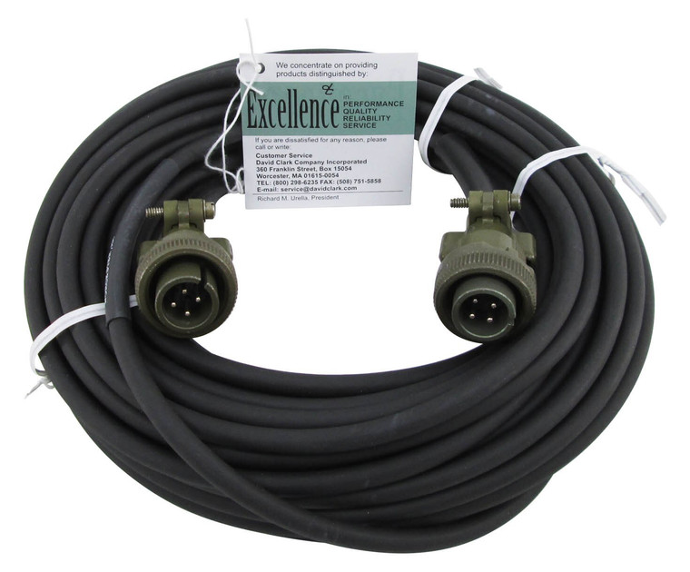 David Clark 18747G-02 Model C38-50 Black Series 3800 50' Jumper Cord Assembly