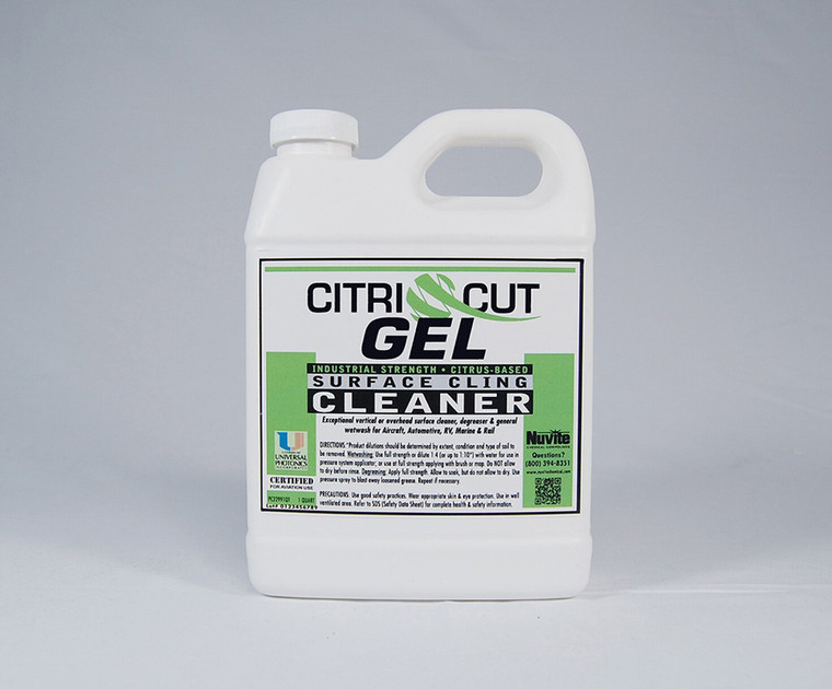 Nuvite® CitriCut® Citrus-Based Biodegradable Heavy-Duty Gel Surface Cling Aircraft Degreaser - Gallon Jug