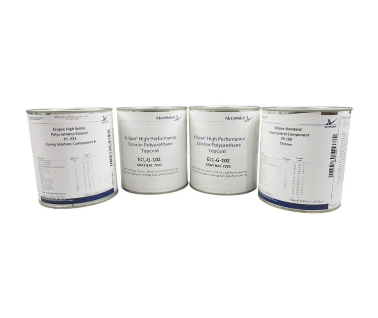 AkzoNobel Eclipse® ECL-G-102/PC-233/TR-109 Gloss Gray BAC7025 AkzoNobel Aerospace CTGS Spec Polyurethane Enamel Topcoat - 4-Quart Kit