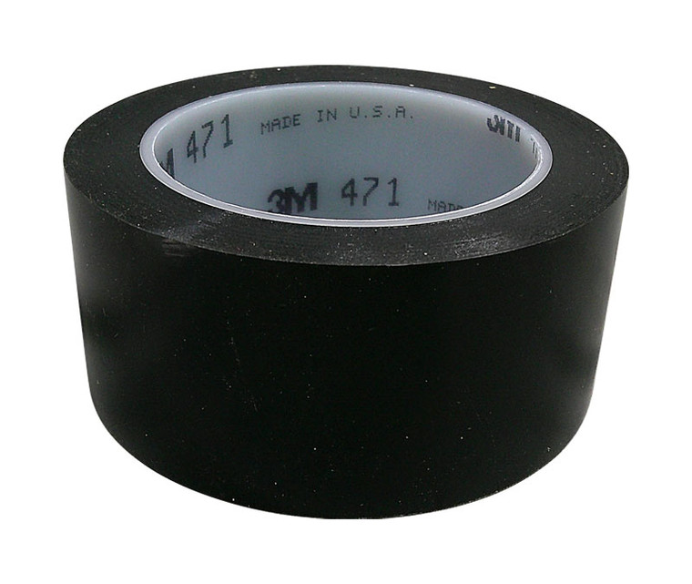 3M™ 021200-04306 Black 471 Vinyl 5.2 Mil Tape - 2" x 36 Yard Roll