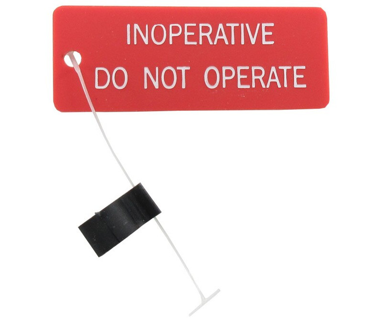 Paco Plastics S4933959-537 FAA-PMA Black Circuit Breaker Lockout Ring with "INOPERATIVE" Tag - 50/Pack