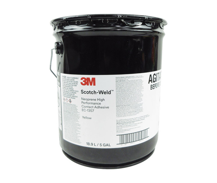 3M™ Scotch-Weld™ EC-1357 Light Yellow Neoprene High Performance Contact Adhesive - 5 Gallon Pail