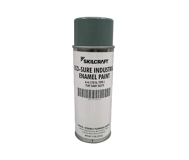 Skilcraft® 0674-381 ECO SURE® FS#36375 Flat Gray A-A-2787A Type I Spec Industrial Enamel Paint - 11 oz Aerosol Can