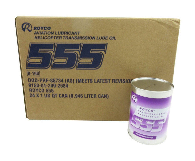 ROYCO® 555 DOD-PRF-85734 Spec Synthetic Helicopter Transmission & Turbine Engine Oil - 24 Quart/Case