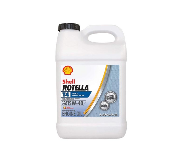 SHELL™ ROTELLA® T4 Triple Protection™ 15W-40 (CK-4) Heavy-Duty Diesel Engine Oil - 2.5 Gallon Jug