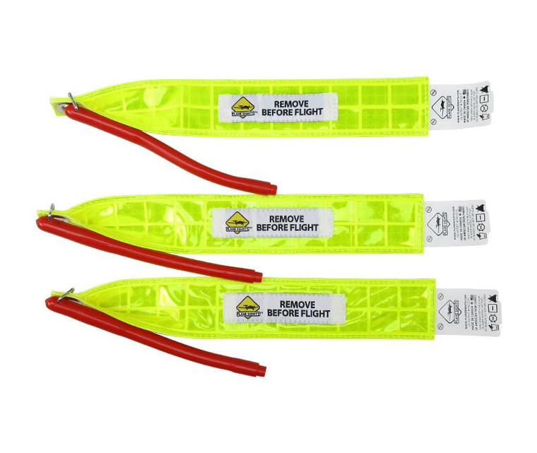 Plane Sights™ SWC3BOM0109 Reflective Yellow Round Style Bombardier Challenger & Global Express Static Wick Covers - Pack of 3