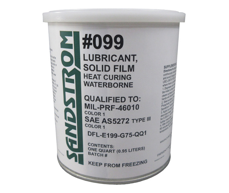 Sandstrom #099 Gray PWA36204B / MIL-PRF-46010H Color 1 Spec Heat Cure Solid Film Lubricant - Quart Can