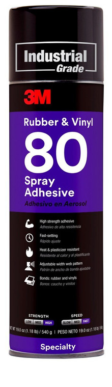 3M™ 021200-82618 Yellow 80 Rubber and Vinyl Spray Adhesive - 539 Gram (19 oz) Aerosol Can