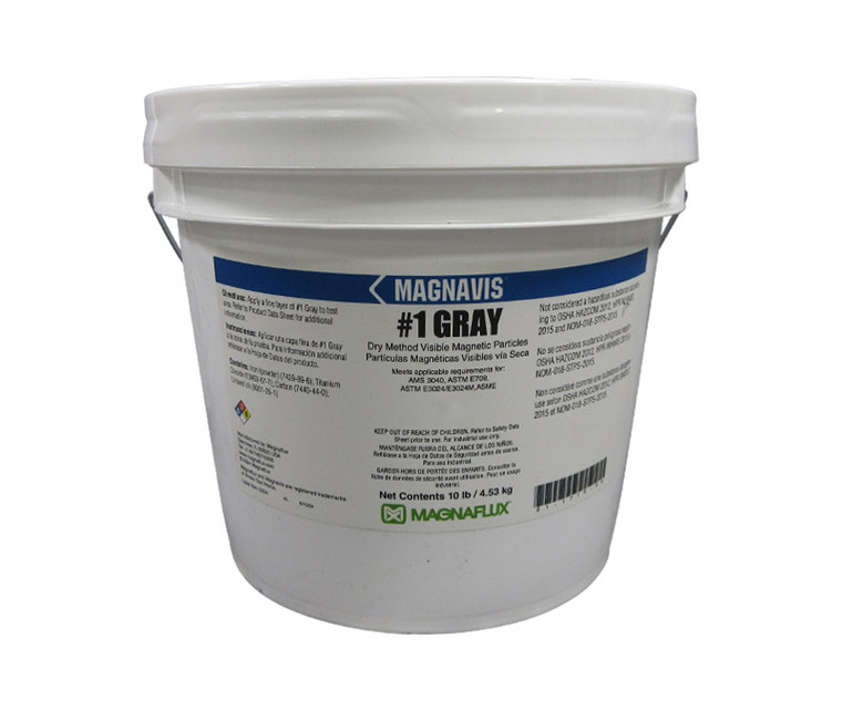 MAGNAFLUX® 01-1716-69 MAGNAVIS® #1 Gray Colored, Non-fluorescent Magnetic Particles - 10 lb Pail
