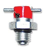 Curtis CCA-4300 Brass 7/16"-20 UNF x .625 Long Spiral to Open/Turn to Lock Straight Thread Drilled Fuel Drain Valve