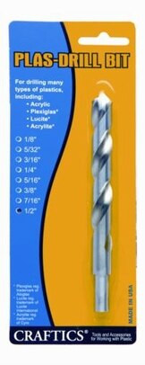 CRAFTICS® AC55-3/16" Acrylic®, Plexiglass®, Lucite® & Acrylite® 90° Point, 0° Rake PLAS-DRIL BIT™