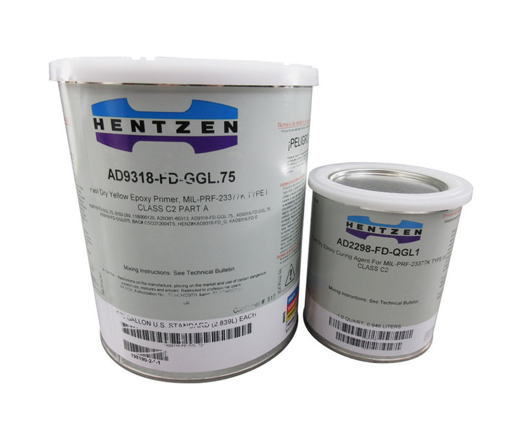 HENTZEN AD9318-FD/AD2298-FD AEROPRIME™ Yellow MIL-PRF-23377K Type I Class C2 Spec High-Solids Epoxy Primer - 1.25 Gallon Kit