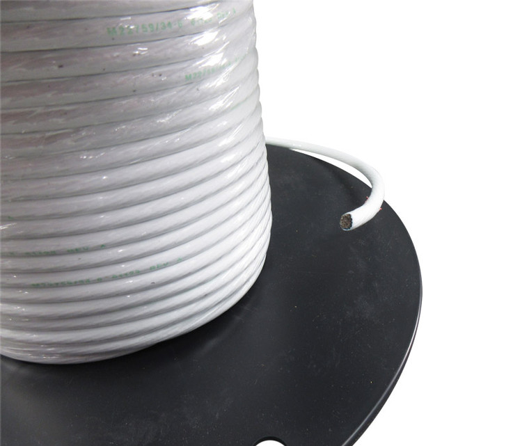Military Specification M22759/34-6-9 White 6 AWG PTFE Tapes/Coated Fiberglass Braid Wire