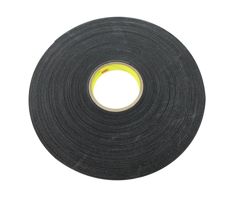 3M™ 021200-03308 Black 4516 Single-Coated 62 Mil Vinyl Foam Tape - 3/4" x 36 Yard Roll