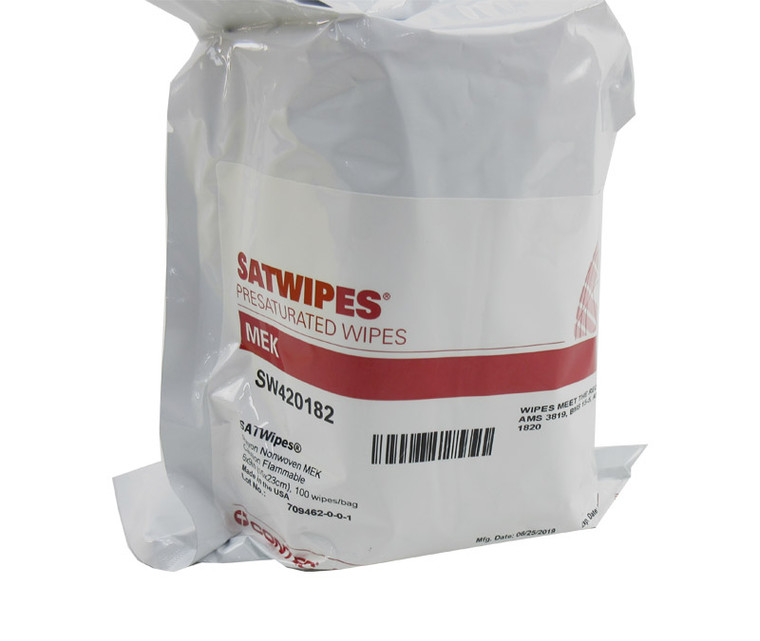 SATWIPES® SW420182 100% 800 mL Methyl Ethyl Ketone - 100 Saturated 6" x 9" Wipe/Roll - 90/Case