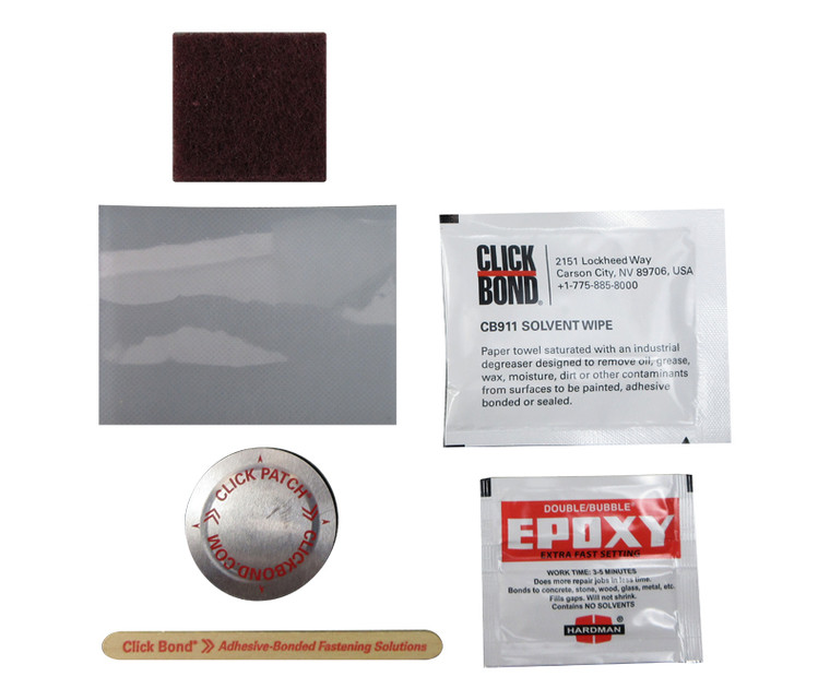 CLICK BOND® KA1E1CP125-000-005-A1A1 Anodized Aluminum 1.25" Diameter (Flat Type) Fast Set Epoxy Click-Patch Kit